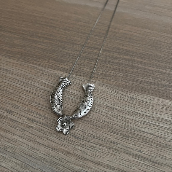 2 Fish & A Rose Silver Necklace - Picture 2 of 9